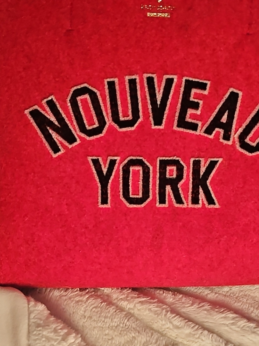 kate spade Red Nouveau York Shoulder Bag with Black Lettering